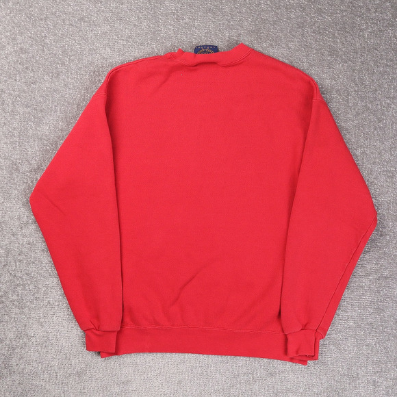 Vintage USA Flag Embroidered Medium Red Long Sleeve Pullover Sweatshirt - Picture 2 of 11